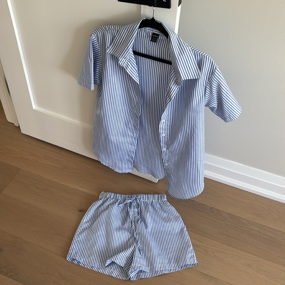 Blue Striped Shirt & Short Set - Picture 3 of 3